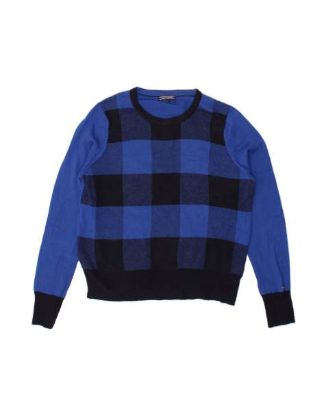 Vintage Tommy Hilfiger Size M Check Relaxed Jumper in Blue - view 1