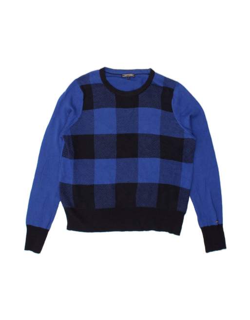 Vintage Tommy Hilfiger Size M Check Relaxed Jumper in Blue