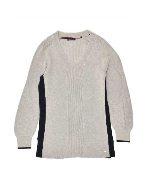 Vintage Tommy Hilfiger Size M Colourblock Jumper in Grey