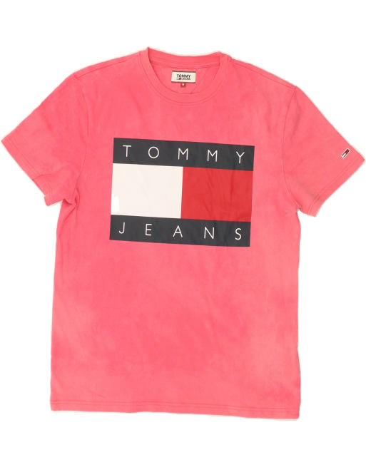  Vintage Tommy Hilfiger Size M Graphic T-Shirt Top in Pink