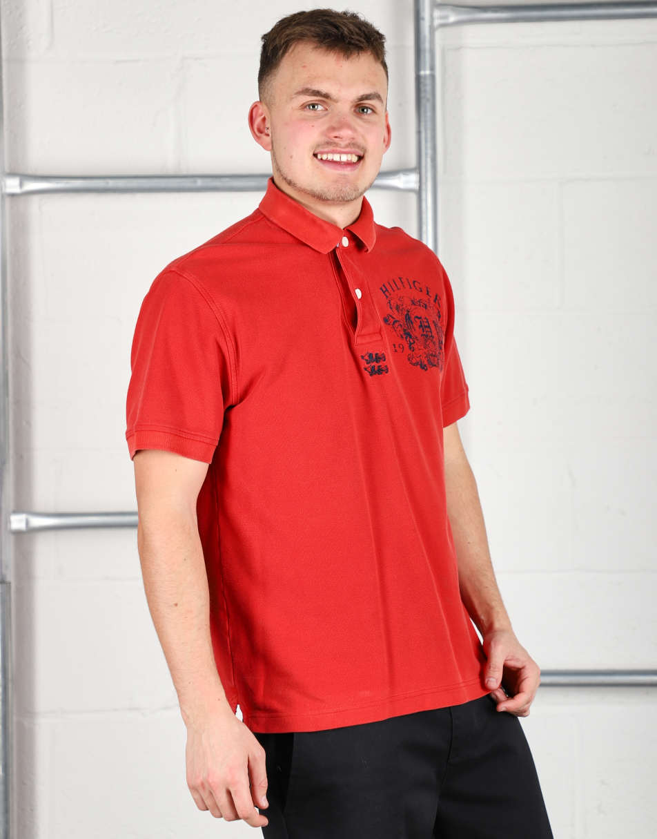 Vintage Tommy Hilfiger Size M short sleeve polo shirt in red