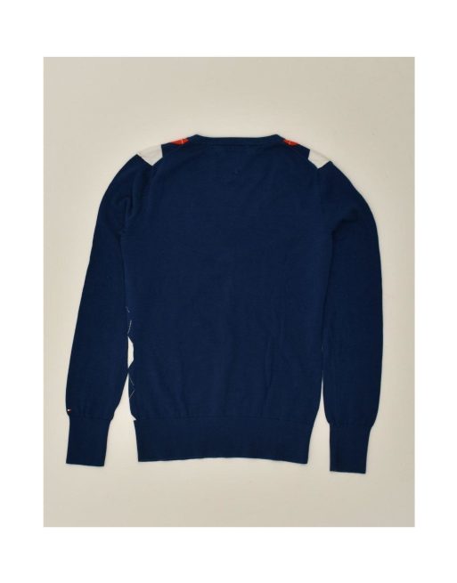 Vintage Tommy Hilfiger Size S Argyle/Diamond Jumper in Navy Blue, 2 of 4