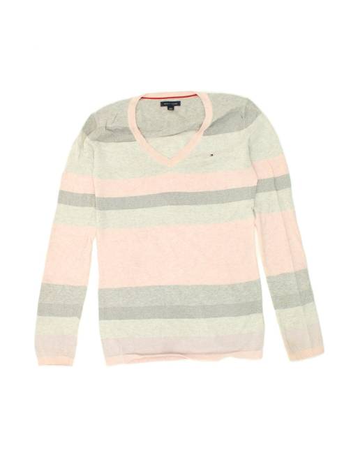 Vintage Tommy Hilfiger Size XS Striped Relaxed Jumper in Grey