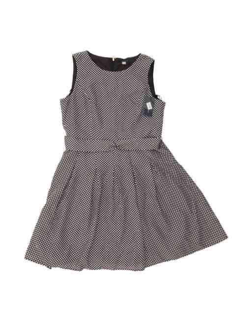 Vintage Tommy Hilfiger Sleeveless A-line Dress US 14 XL In Black Spotted