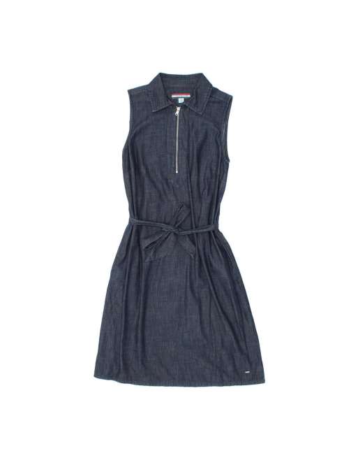 Vintage Tommy Hilfiger Sleeveless Denim Dress Uk 4 XS In Blue