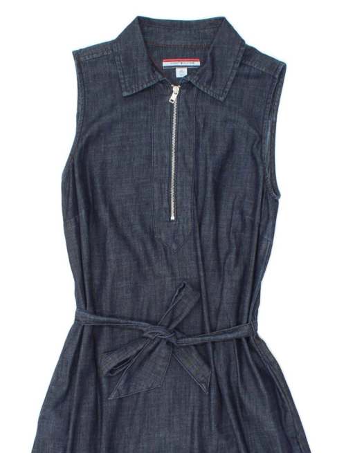 tommy hilfiger sleeveless denim dress Tommy Hilfiger Tiered Dress Kids 3T Blue Denim Casual Sleeveless Back Button