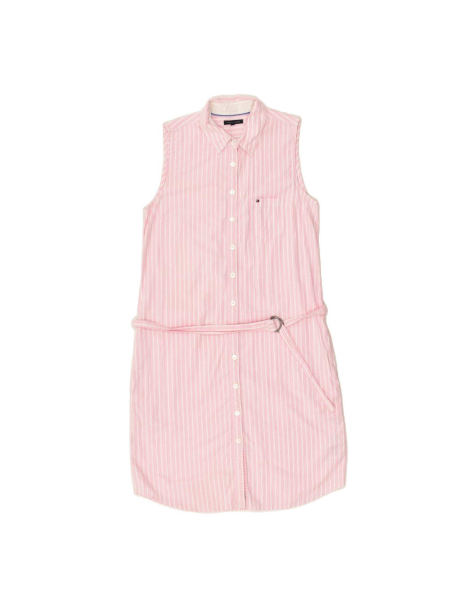 Vintage Tommy Hilfiger Sleeveless Shirt Dress Us 6 Medium In Pink Striped - view 1