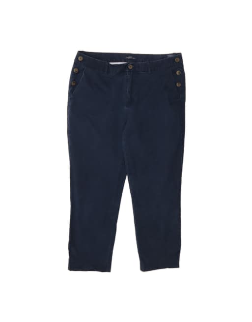 Vintage Tommy Hilfiger Slim Cropped Trousers US 12 Large W32 L24 In Blue