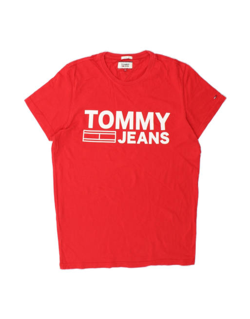 Vintage Tommy Hilfiger Slim Fit Graphic T-shirt Top Large In Red