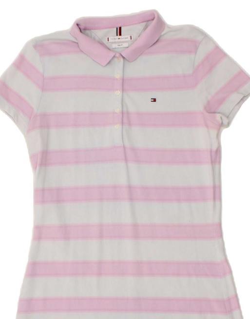 Vintage Tommy Hilfiger Slim Fit Polo Dress UK 18 XL In Pink Striped | ASOS