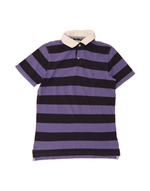 Vintage Tommy Hilfiger Slim Fit Polo Shirt 2XL In Purple Striped