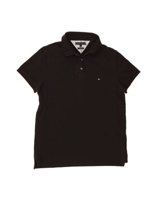 Vintage Tommy Hilfiger Slim Fit Polo Shirt Large In Black