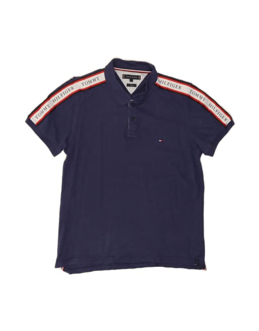 Vintage Tommy Hilfiger Slim Fit Polo Shirt Large In Blue