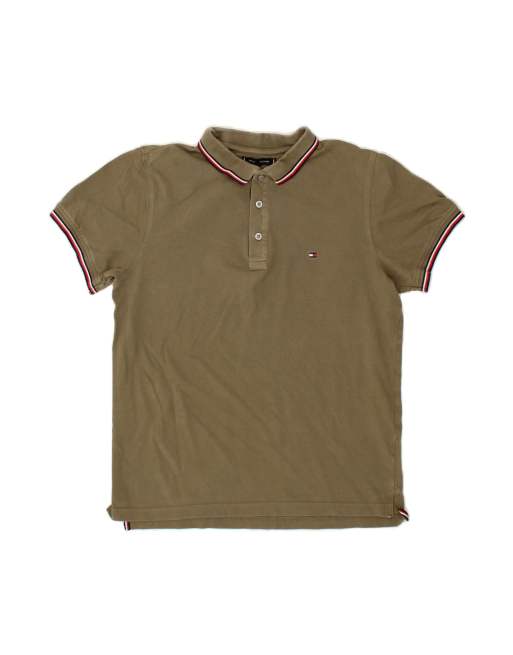 Vintage Tommy Hilfiger Slim Fit Polo Shirt Large In Khaki