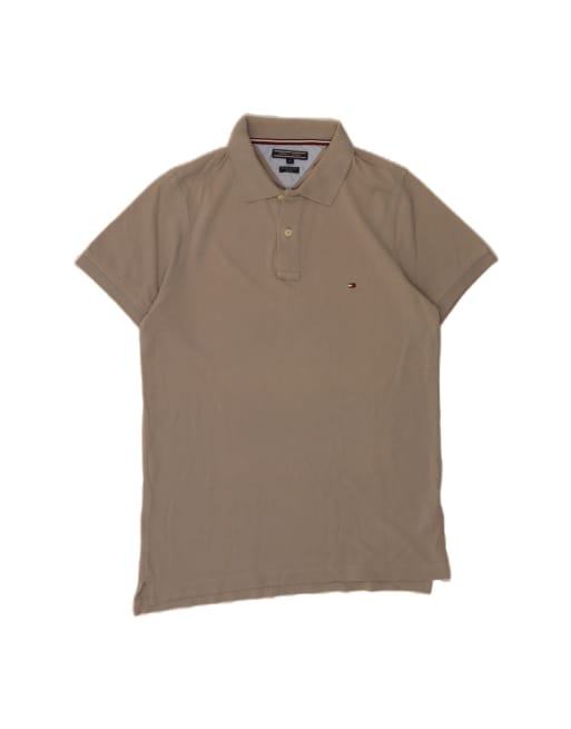 Vintage Tommy Hilfiger Slim Fit Polo Shirt Medium In Beige