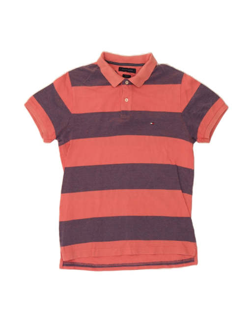 Vintage Tommy Hilfiger Slim Fit Polo Shirt Medium In Red Striped
