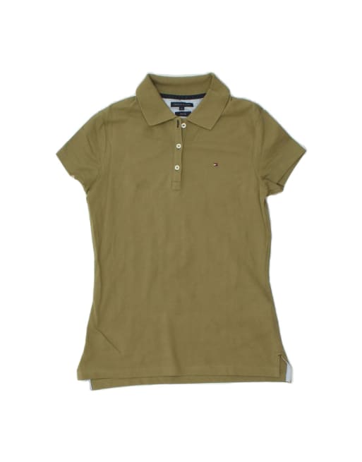 Vintage Tommy Hilfiger Slim Fit Polo Shirt UK 10 Small In Khaki