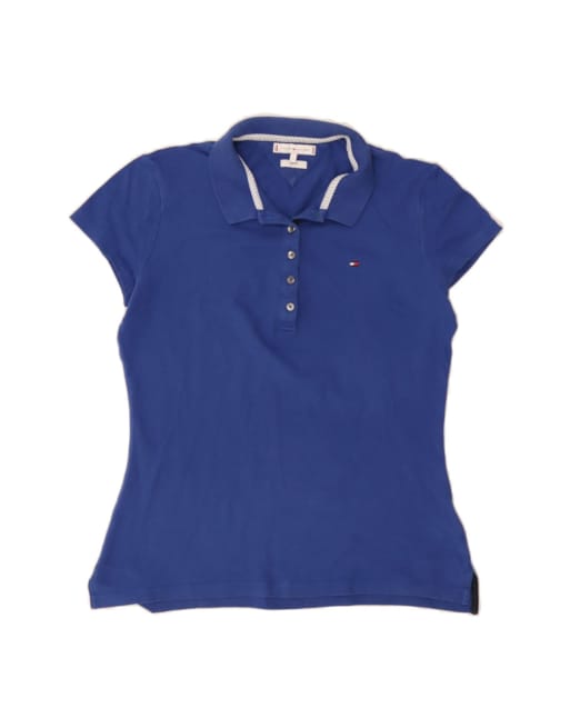 Vintage Tommy Hilfiger Slim Fit Polo Shirt UK 14 Large In Blue