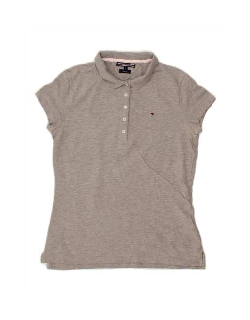 Vintage Tommy Hilfiger Slim Fit Polo Shirt UK 14 Large In Grey