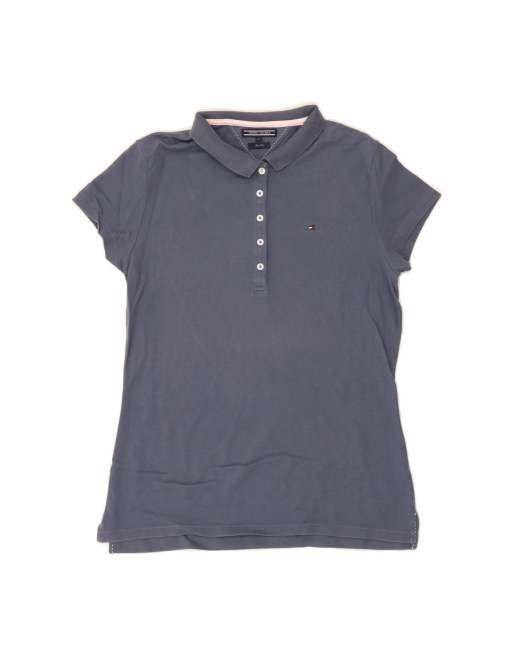 Vintage Tommy Hilfiger Slim Fit Polo Shirt UK 14 Large In Grey