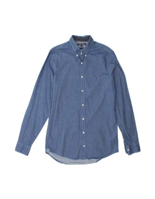 Vintage Tommy Hilfiger Slim Fit Shirt Medium In Blue