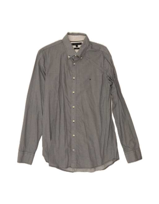 Vintage Tommy Hilfiger Slim Fit Shirt Medium In Grey Spotted