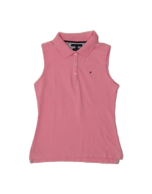 Vintage Tommy Hilfiger Slim Fit Sleeveless Polo Shirt UK 6 XS In Pink