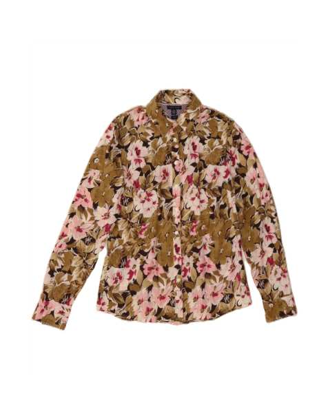 Vintage Tommy Hilfiger Stretch Oversized Shirt US 10 Large In Green Floral - view 1