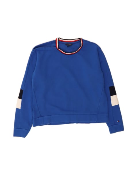 Vintage Tommy Hilfiger Sweatshirt Jumper UK 14 Medium In Blue Colourblock - view 1