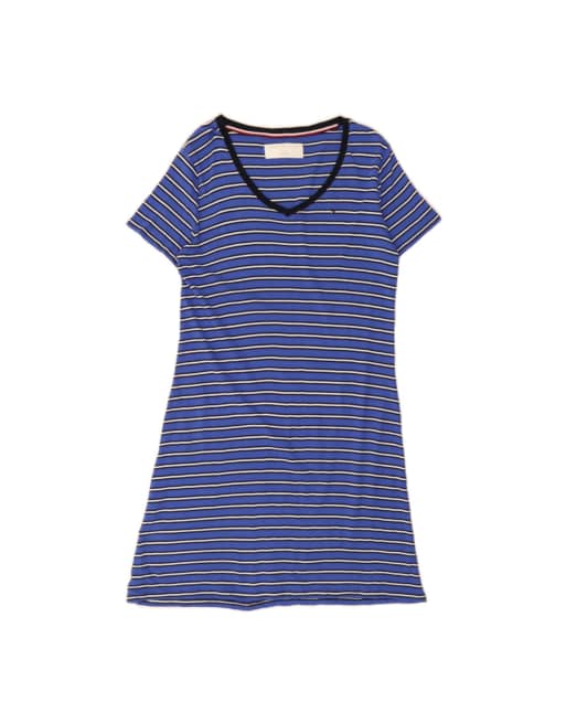 Vintage Tommy Hilfiger T-shirt Dress UK 14 Medium In Blue Striped