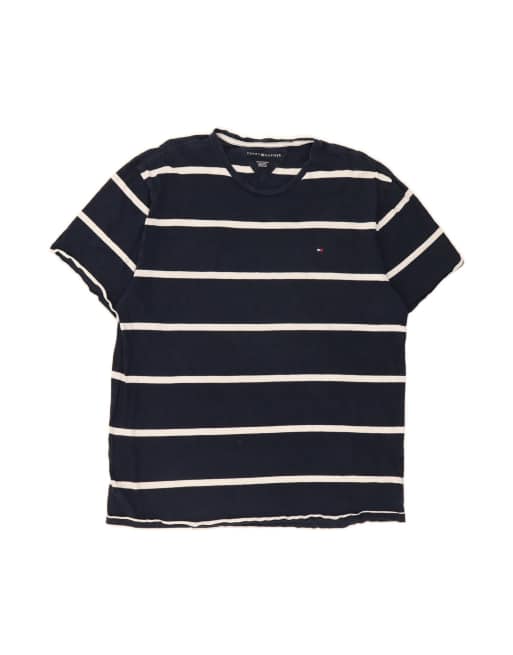 Vintage Tommy Hilfiger T-shirt Top 2XL In Blue Striped