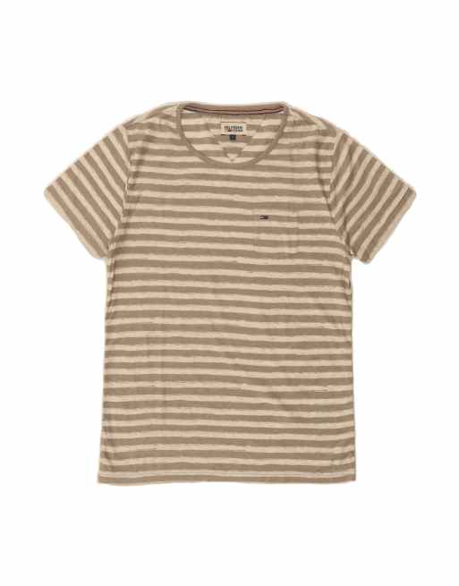 Vintage Tommy Hilfiger T-shirt Top Small In Beige Striped