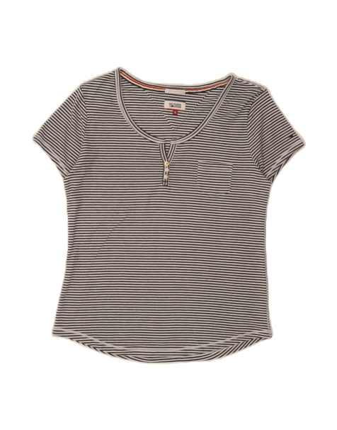 Vintage Tommy Hilfiger T-shirt Top UK 10 Small In Blue Pinstripe - view 1