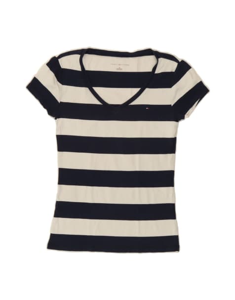 Vintage Tommy Hilfiger T-shirt Top UK 10 Small In Blue Striped - view 1