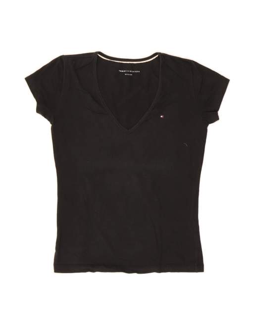 Vintage Tommy Hilfiger T-shirt Top UK 12 Medium In Black