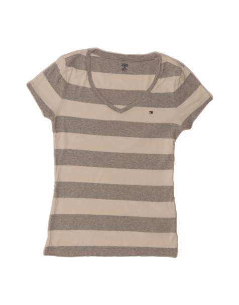 Vintage Tommy Hilfiger T-shirt Top UK 12 Medium In Grey Striped - view 1