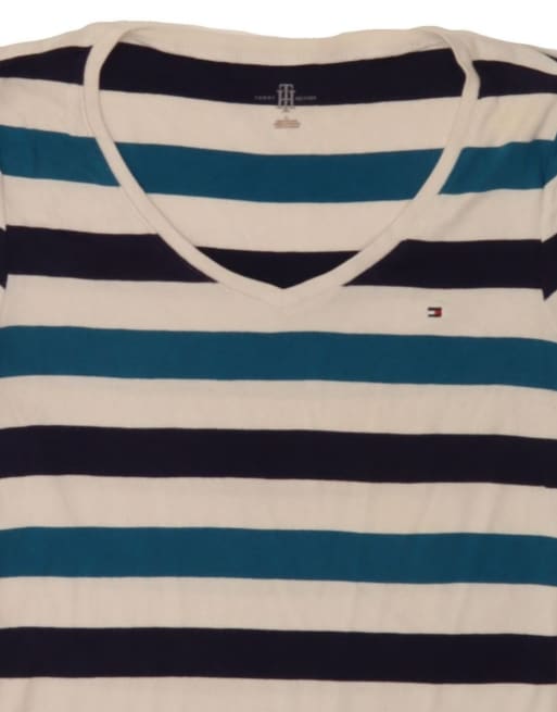 Vintage Tommy Hilfiger T-shirt Top UK 12 Medium In Multicoloured Striped, 3 of 4