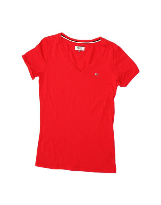 Vintage Tommy Hilfiger T-shirt Top UK 2 2XS In Red