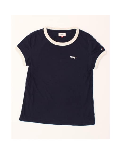 Vintage Tommy Hilfiger T-shirt Top UK 6 XS In Blue Classic