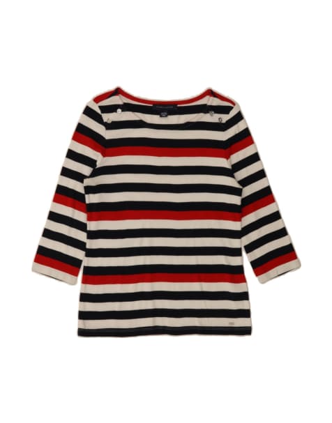 Vintage Tommy Hilfiger Top 3/4 Sleeve UK 12 Medium In Multicoloured Striped - view 1