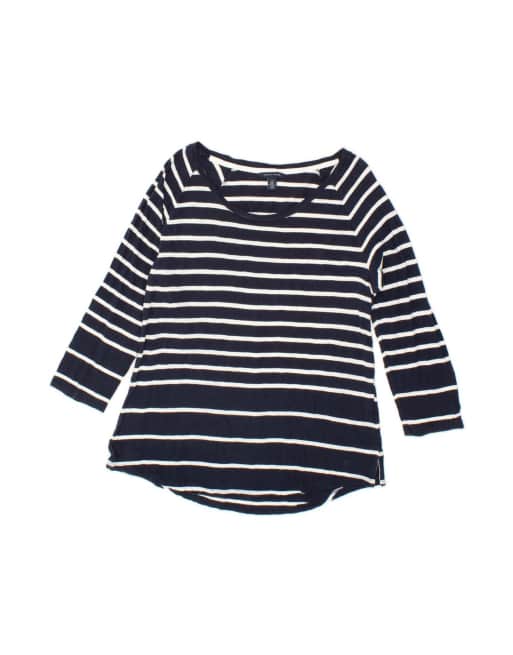 Vintage Tommy Hilfiger Top 3/4 Sleeve Uk 14 Large In Blue Striped