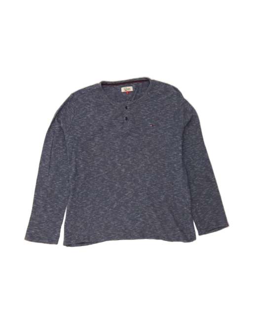 Vintage Tommy Hilfiger Top Long Sleeve Large In Blue Flecked