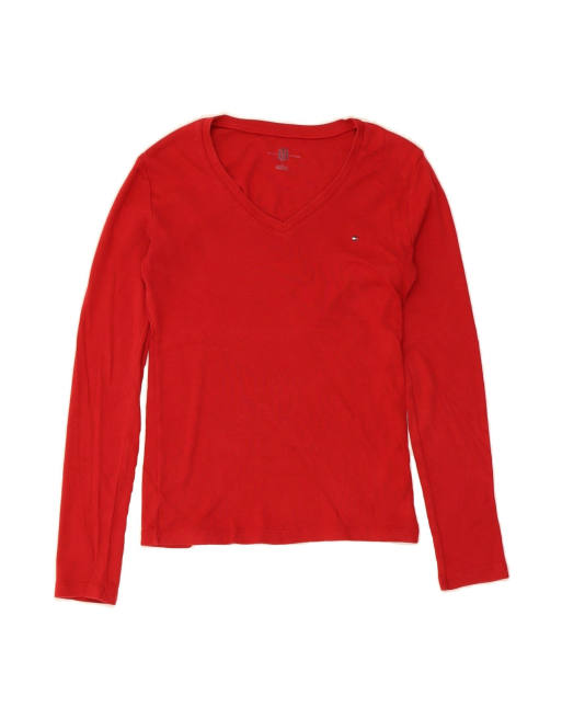 Vintage Tommy Hilfiger Top Long Sleeve UK 10 Small In Red