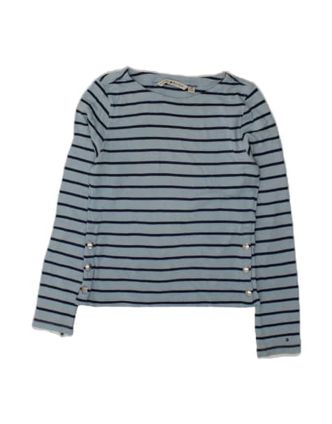 Vintage Tommy Hilfiger Top Long Sleeve UK 16 Large In Blue Striped - view 1