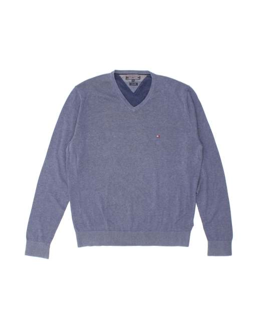 Vintage Tommy Hilfiger V-neck Jumper Sweater 2XL In Blue