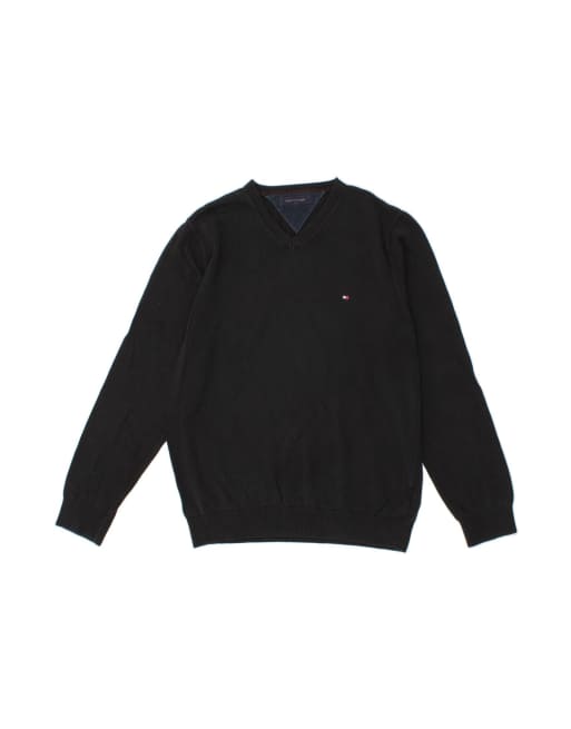 Vintage Tommy Hilfiger V-neck Jumper Sweater Large In Black
