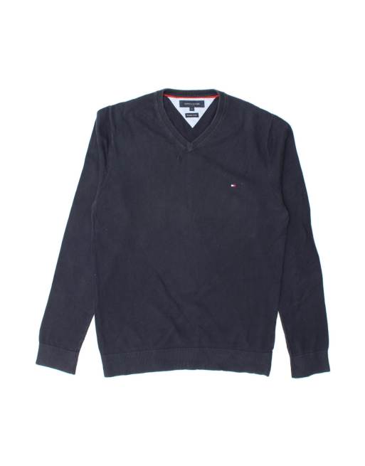 Vintage Tommy Hilfiger V-neck Jumper Sweater Large In Blue