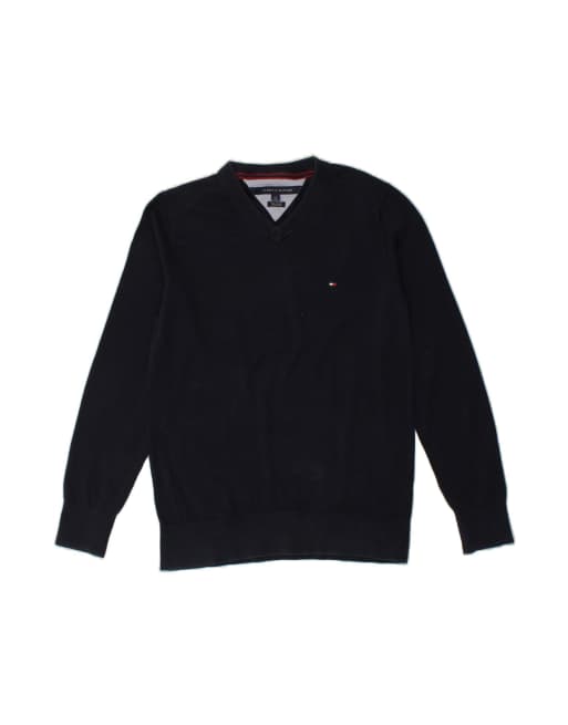 Vintage Tommy Hilfiger V-neck Jumper Sweater Large In Blue
