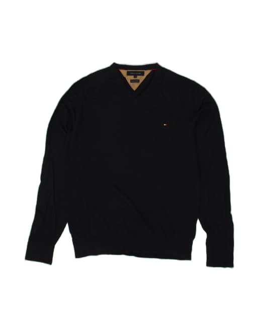 Vintage Tommy Hilfiger V-neck Jumper Sweater Large In Blue