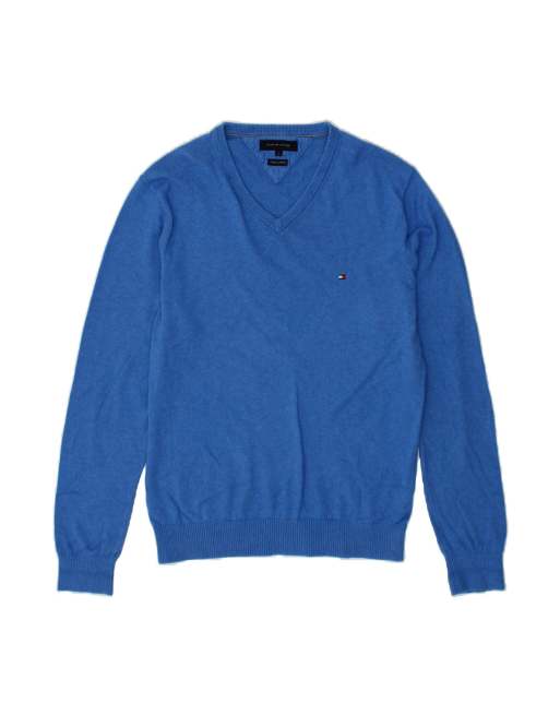 Vintage Tommy Hilfiger V-neck Jumper Sweater Large In Blue